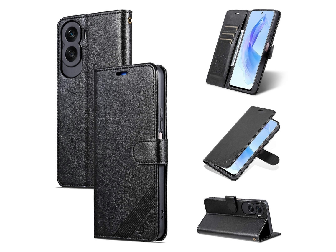 Capa De Celular Azns Em Couro Texturizado De Pele De Carneiro Com Aba Para Honor X50i
