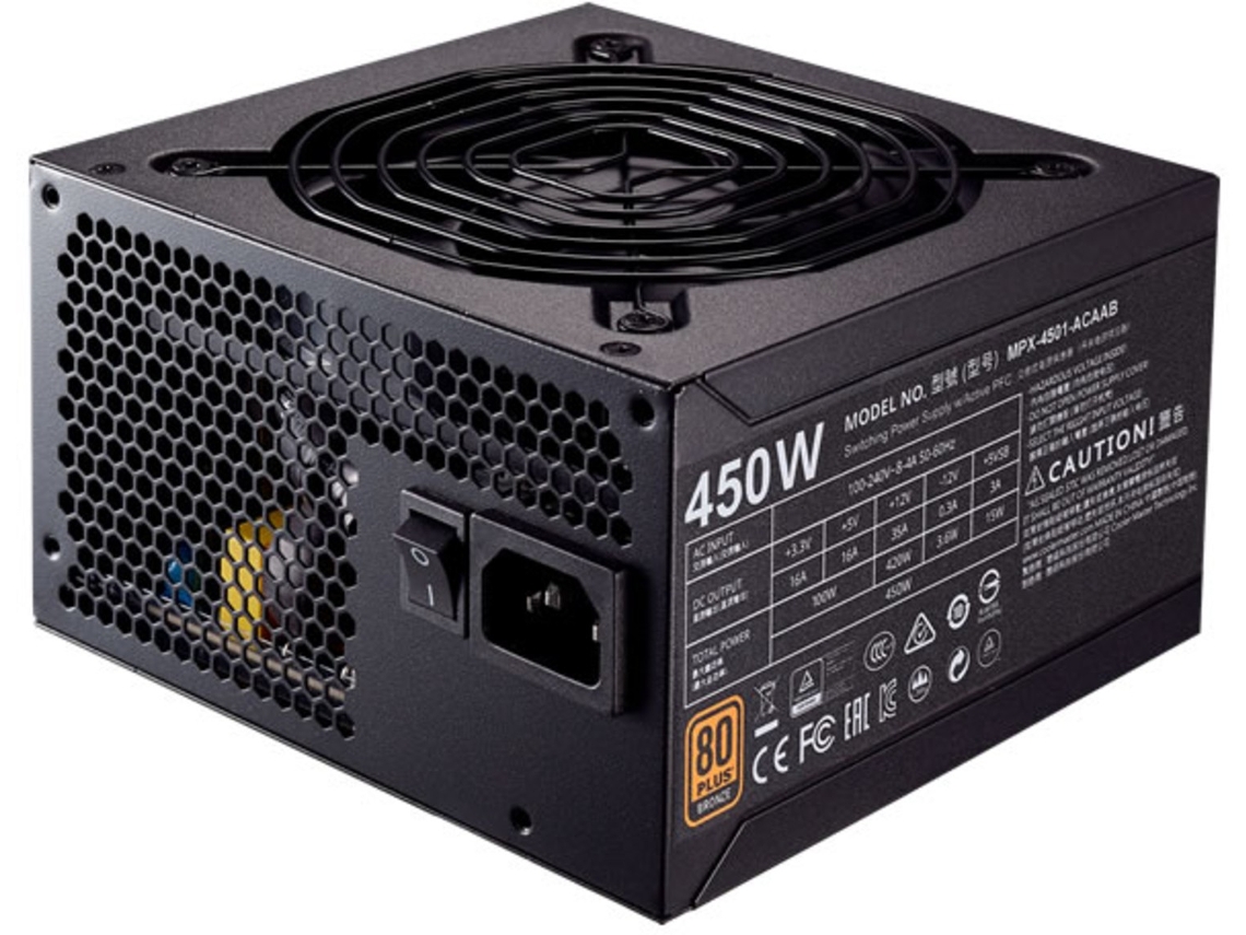 Fonte de Alimentação COOLER MASTER MWE 450W Bronze (Non-Modular - 80 Plus Bronze)