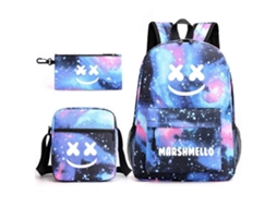 Mochila Escolar De Grande Capacidade Dj Marshmallow, Conjunto Três Peças Para Homens E Mulheres, Modelo 35 Hgdmv Aquaforge