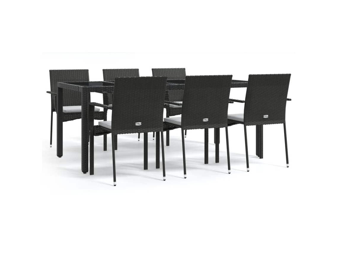 Garden Dining Set, Garden Dining Sets Vidaxl Preto Rattan / Vime (190 Cm Table Length)