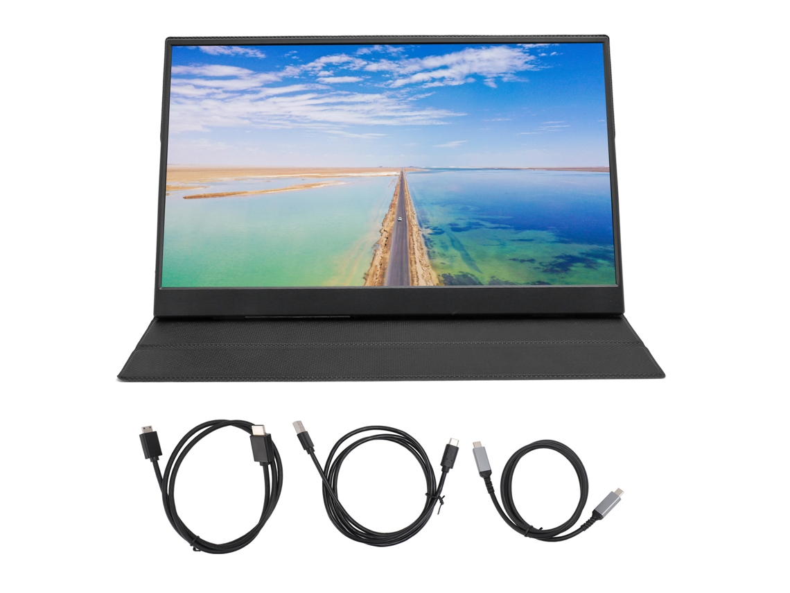 Monitor Portátil LAXISCREED 15,6 Ips com Capa Couro