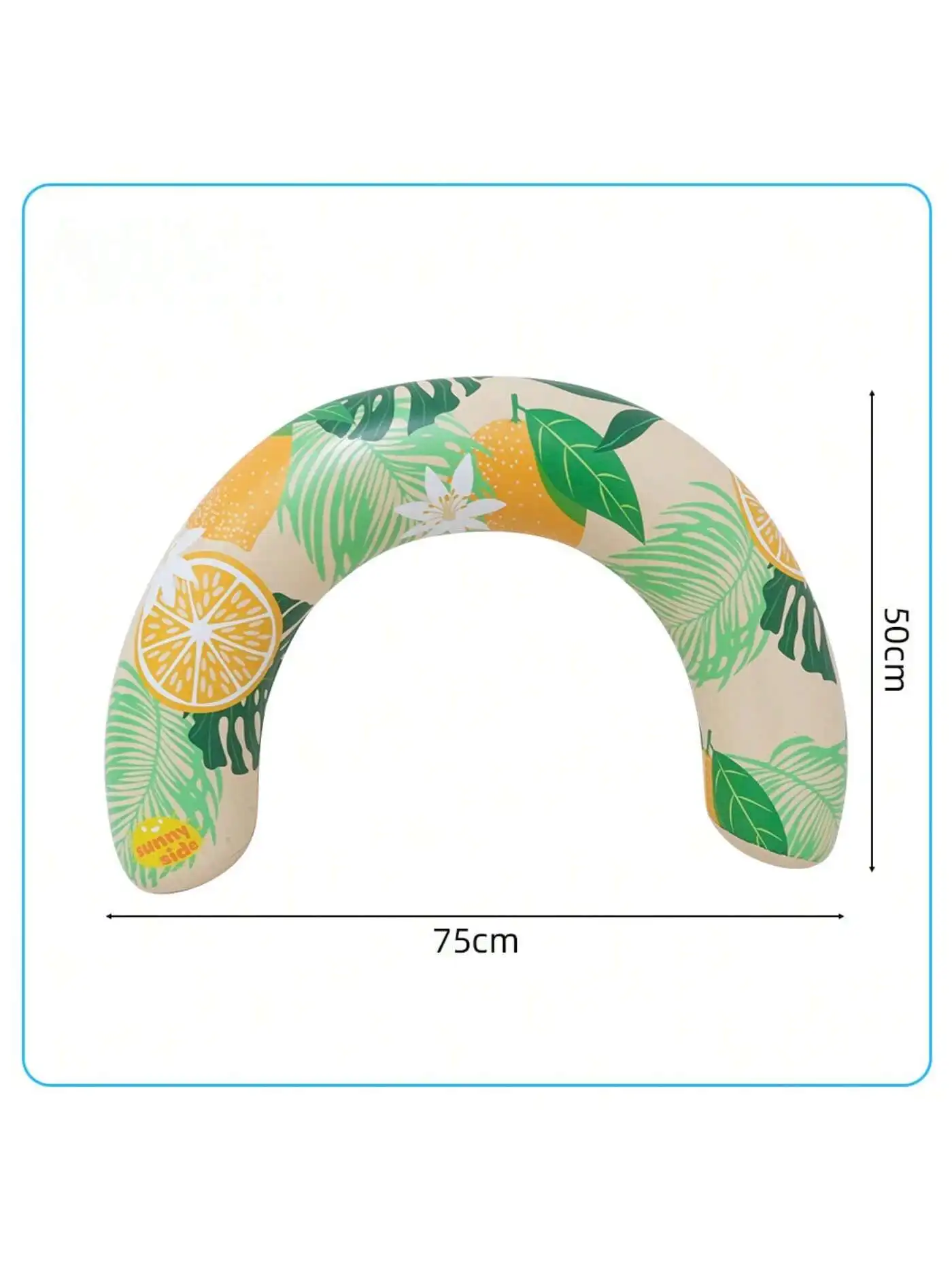 Boia inflável portátil em formato de U com estampa, ideal para piscinas.