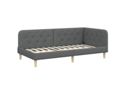 Estrutura de Cama de Canto Cinza Escuro 90 X 190 Cm Tecido MAISON EXCLUSIVE