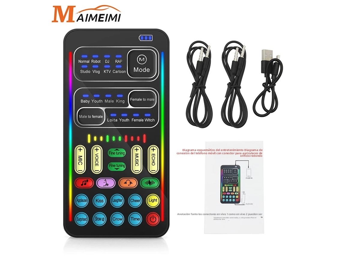 Mini Modificador De Voz (sem Caixa), Com Efeitos De Áudio Bluetooth E Compatível Com Placas De Som, Ultrafino E Portátil.
