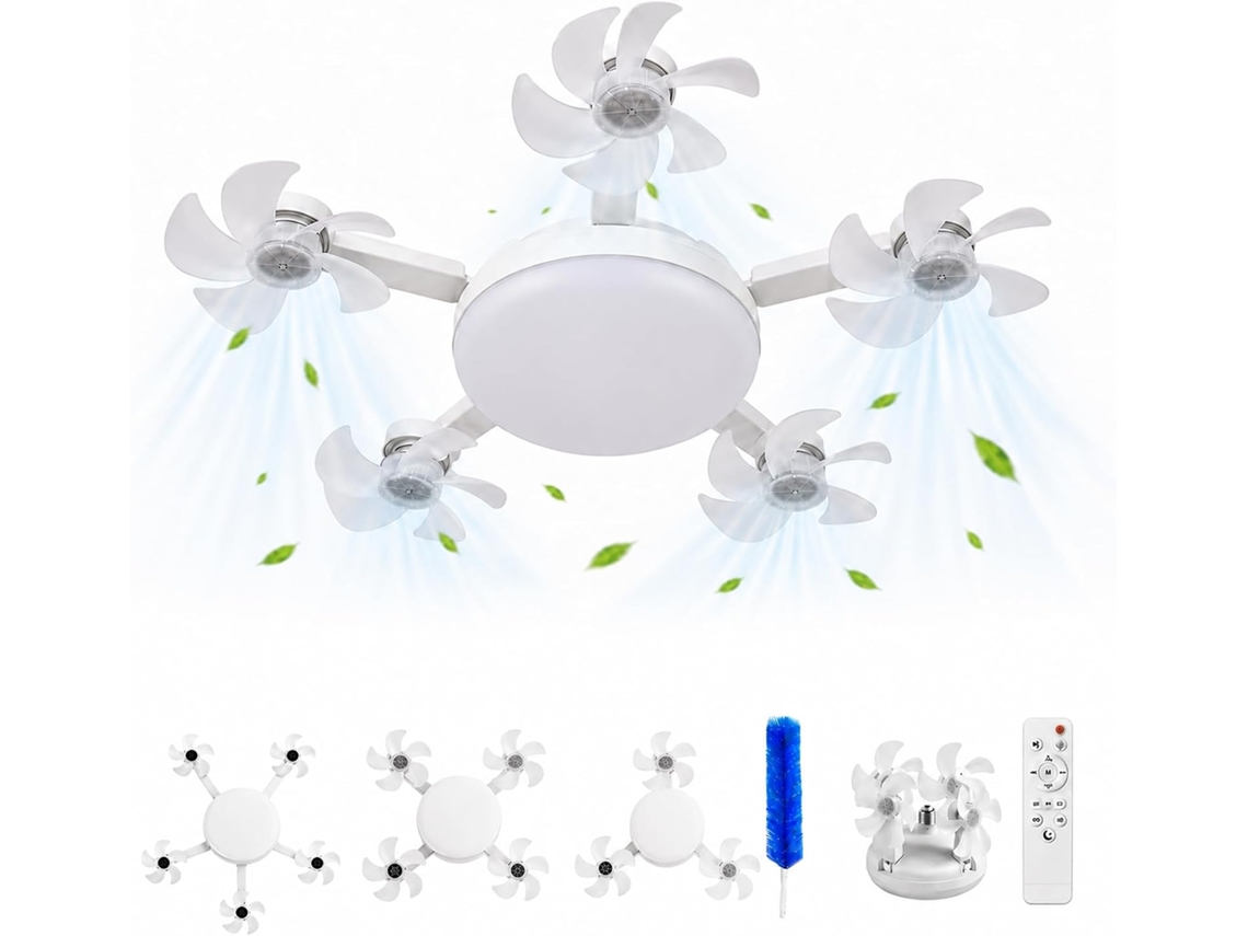 Ventilador De Teto Com Soquete E27, Luz Controlada Remotamente, Led