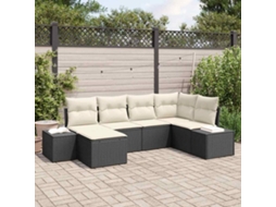 Vidaxl Conjunto De Sofá De Jardim 6 Unid. Preto E Creme Vime Pe