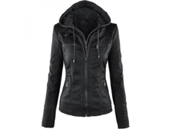 2026 chaqueta de Couro Pu para Mulher Biker Moto Chaqueta Corta Plus Size Sfk M Negro