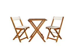 Vidaxl 3 Pcs Conjunto Bistrô Dobrável C/ Almofadões Em Acácia Maciça