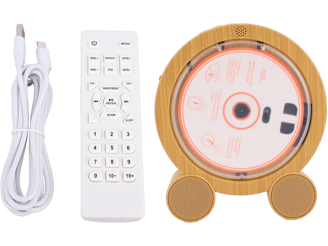 Leitor Cd De Mesa Vertical Fockety, Portátil, Com Rádio Fm, Usb E Entrada Auxiliar, Visor Led