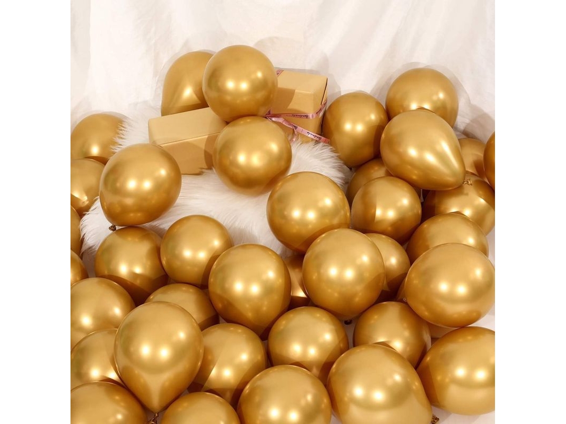 100 Balões de Látex Dourados de 5 Polegadas para Decoração de Aniversários, Casamentos e Eventos