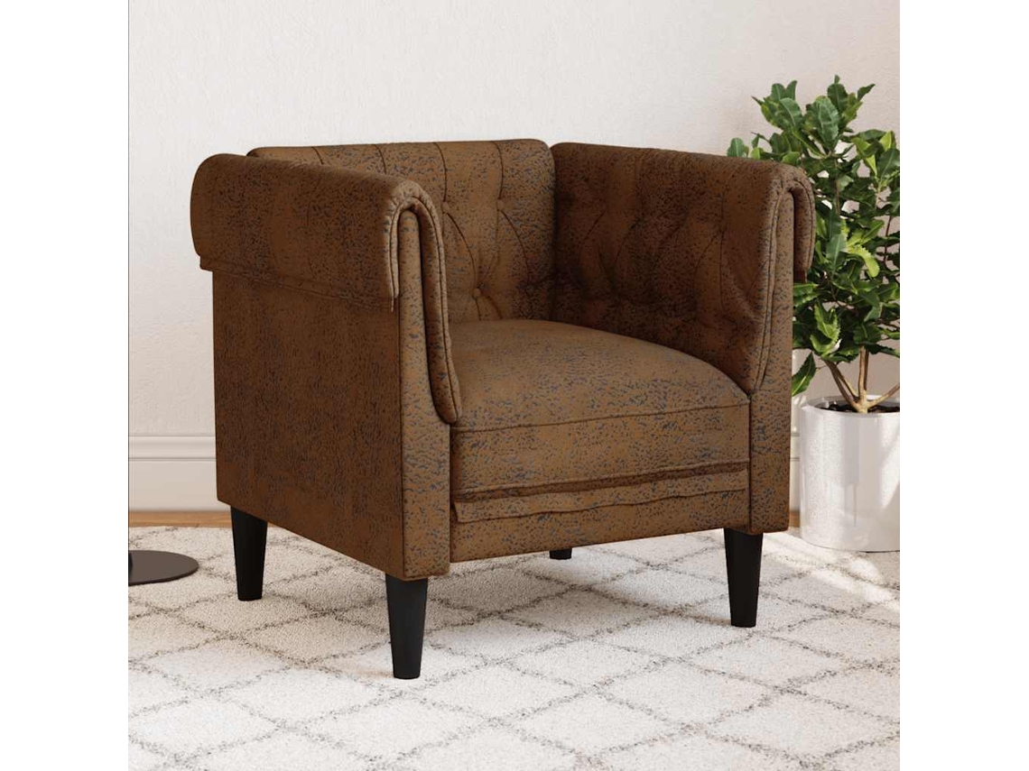 Vidaxl Sofá Chesterfield Tecido Castanho