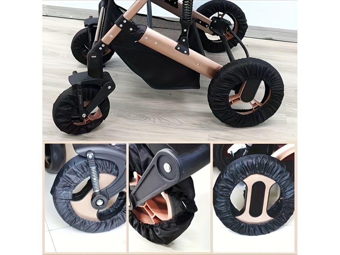 Capa Protetora de Rodas para Carrinho de Bebê, 4 Peças, Poliéster AQUAFORGE