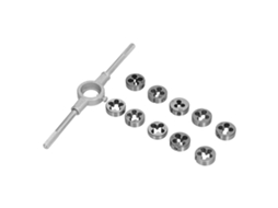 Kit de Matrizes Métricas em Aço para Rolamentos com Chave 10 Peças Ferramentas de Reparo de Rosca Masculina Thread Die Set