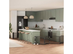Vidaxl Portão P/ Cães Com Porta Dobrável 8 Painéis 640 Cm Álamo Preto