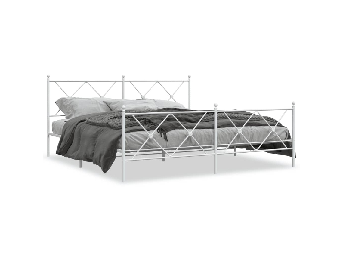 Estrutura de Cama com Cabeceira e Pés Metal Branco MAISON EXCLUSIVE 183x213 cm