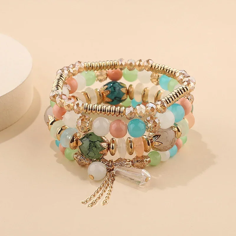Conjunto De Pulseiras De Contas Empilháveis Estilo Simi