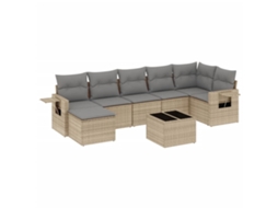 Conjunto de 8 Sofás para Jardim com Almofadões Vime Pe Bege MAISON EXCLUSIVE (8 pcs)