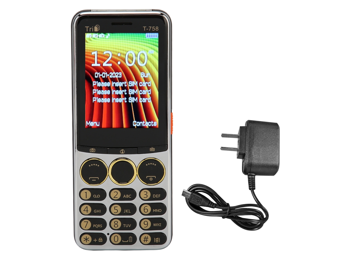 2026 teléfono Móvil Desbloqueado T 758 2g 2.8 Polegadas Batería 3200mah Botones Grandes Alto Volumen para Idosos Preto