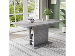 Mesa De Jantar Extensível, Retangular, Ferro, Armazenamento, Concreto, Economiza Espaço-mh