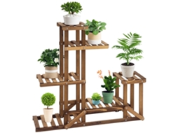 Suporte para Vasos BTFORUS, 6 níveis, 98x28x96,5cm, madeira maciça