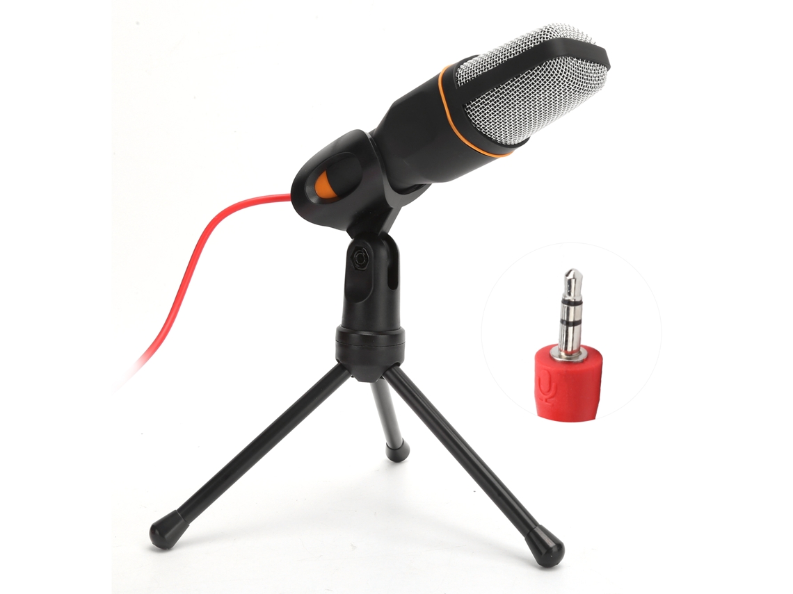 Microfone Condensador Mali com Tripé de Mesa para Reuniões Online, Microfone Fio para Computador