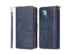 Capa Pega Inch Para Iphone 13 Pele Sintética Magnética Com Porta-cartões Azul