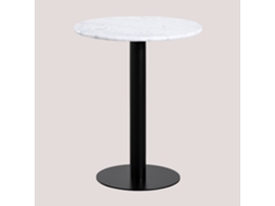 Sklum Mesa De Bar Redonda Ø60 Cm Em Mármore Rocher Mármore                   Preto     Mármore Branco Guangxi