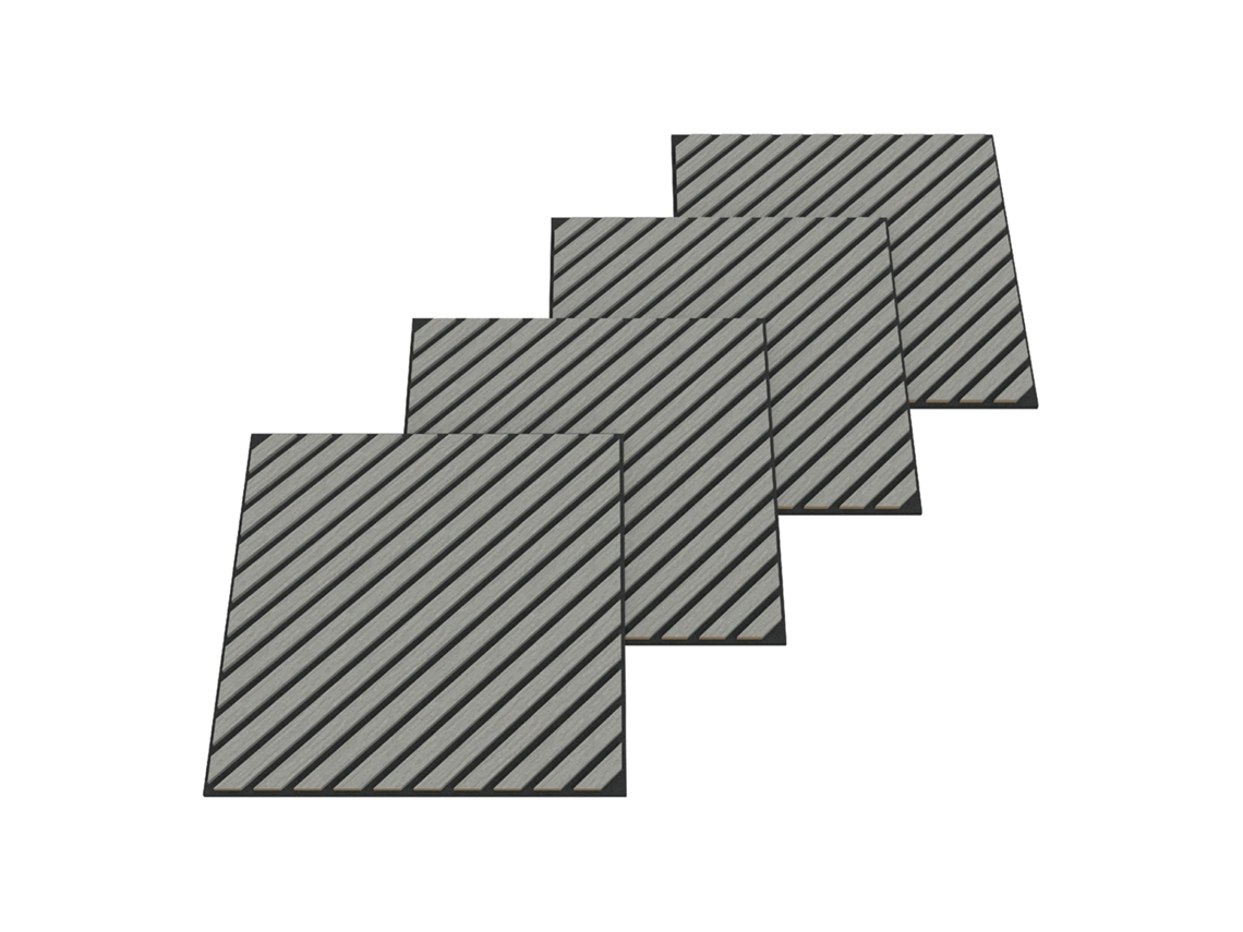 Conjunto de 8 painéis acústicos 3D Vang, 2,88 m², ripas diagonais - carvalho cinza claro Neu.holz