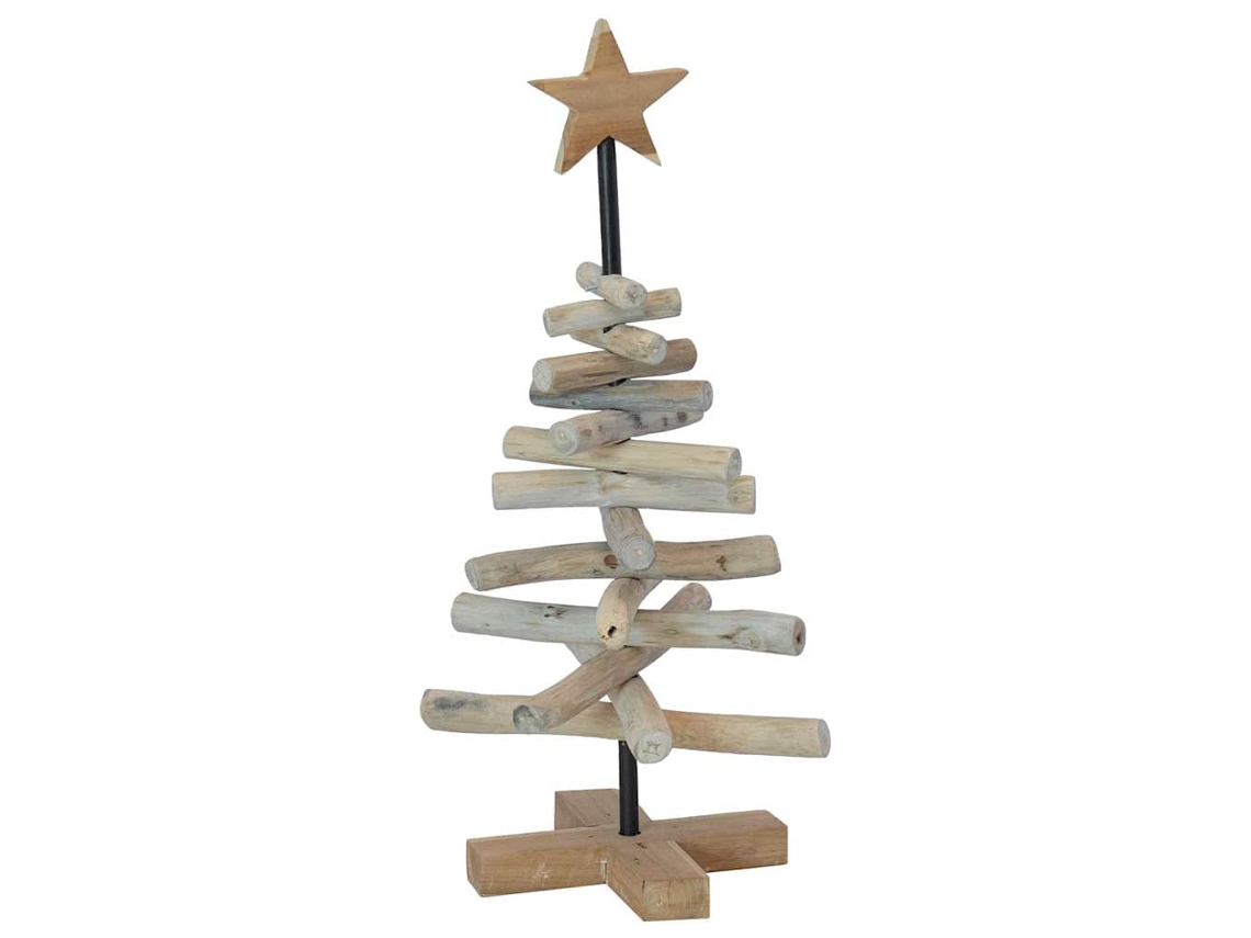Conjunto 1 Árvore De Natal Vidaxl Castanho Madeira De Teca Maciça (60 Cm)