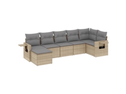 Conjunto de 7 Sofás para Jardim com Almofadões Vime Pe Bege MAISON EXCLUSIVE (7 pcs)