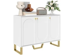 Aparador de sala VOLTEDGE com 3 portas, prateleiras ajustáveis e espaço para TV até 50 polegadas 106,5x35x77,5 cm em branco