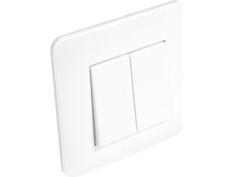 Interruptor duplo de va e vem - DEBFLEX - CASUAL - Branco brilhante - Intensidade 10 A - Dimensões 84x84 mm