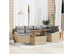 Vidaxl Conjunto De Sofá De Jardim Ajustável 6 Pcs Bege E Cinza Claro