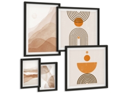 Conjunto De Pinturas Estruturas Vários Tons Minimalismo Espelharte (5 Peças)