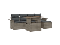 Conjunto 6 Conjunto De Jantar Para Exterior Vidaxl Cinzento Vime Pe (100 X 55 X 73 Cm)