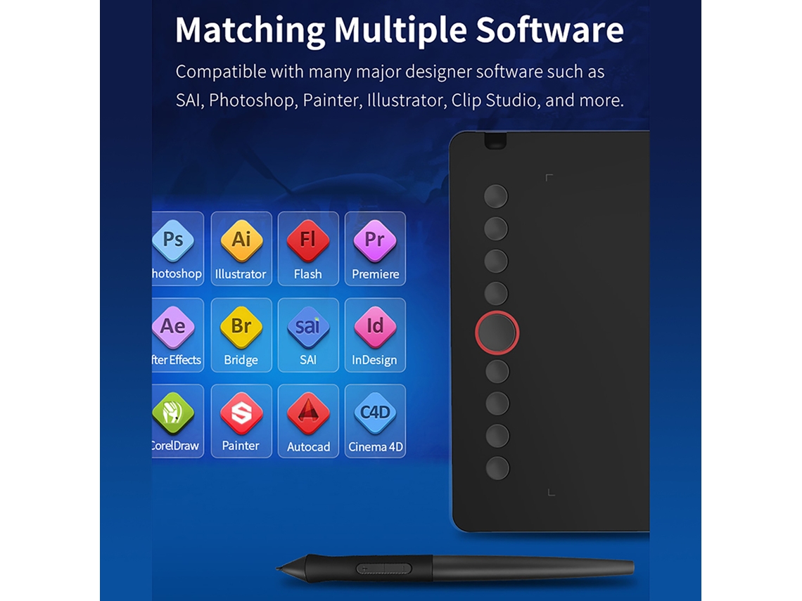 Tablet Gráfica 10moons I6 9.45x6.1 Polegadas 8192níveis Caneta Sem Bateria Compatível Pc/celular