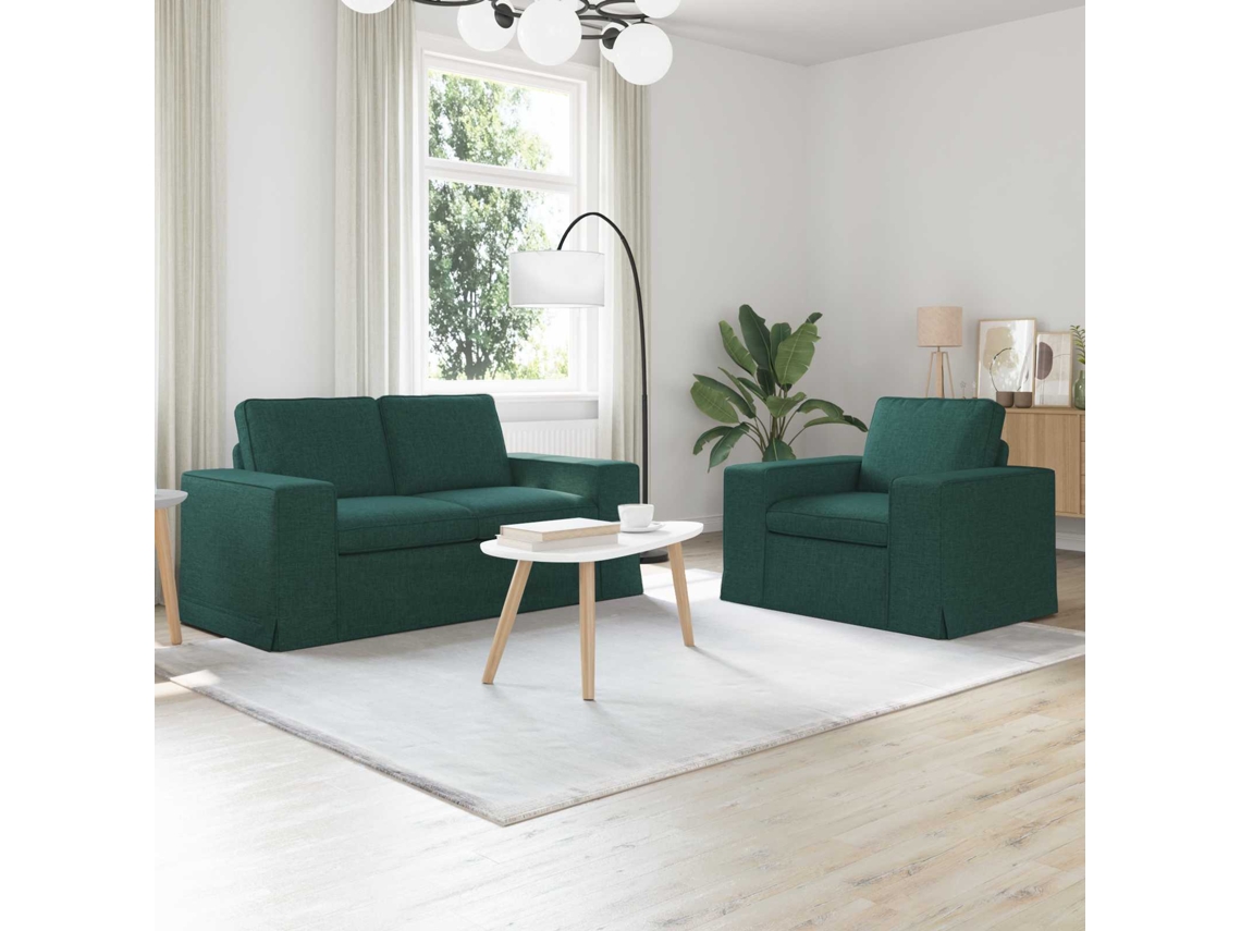 Vidaxl Conjunto De Sofás 2 Unid. Verde Escuro Tecido