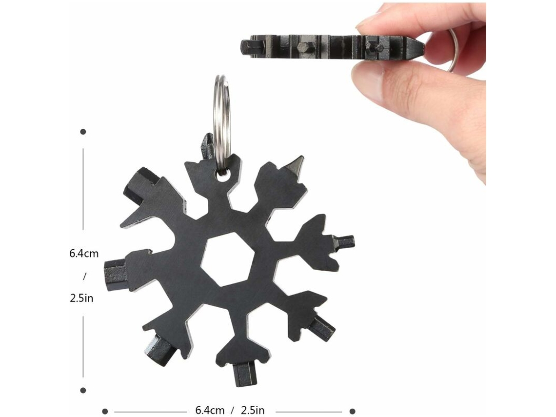 Ferramenta Multifuncional 18 Em 1 Formato De Floco Neve: Chave Fenda, Abridor De Garrafas E Chaveiro, Ideal Para Uso Diário, Viagens E Camping(preta)