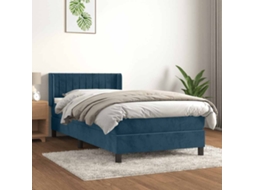 Vidaxl Cama Com Molas/colchão 80x200 Cm Veludo Azul-escuro