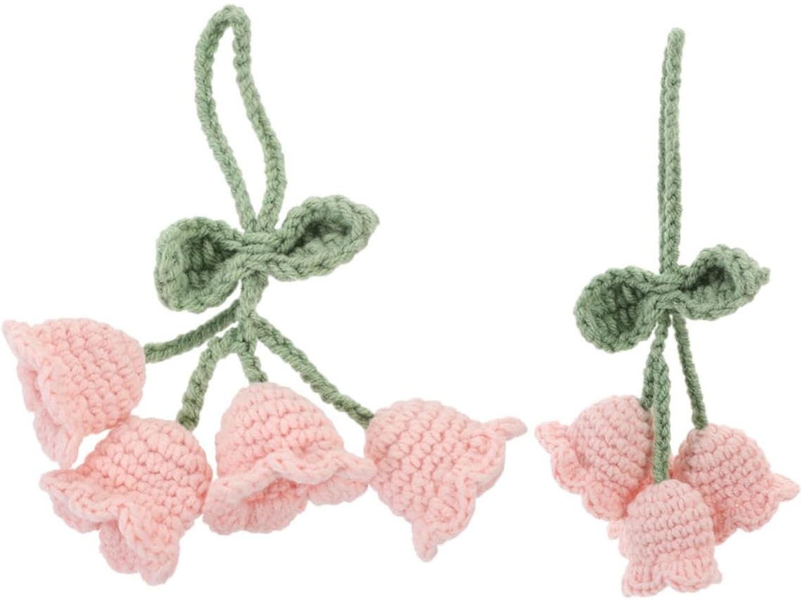 Conjunto De 2 Peças De Pingente De Flor De Crochê Para Decoração De Chaves, Com Design Elegante. Gokoco