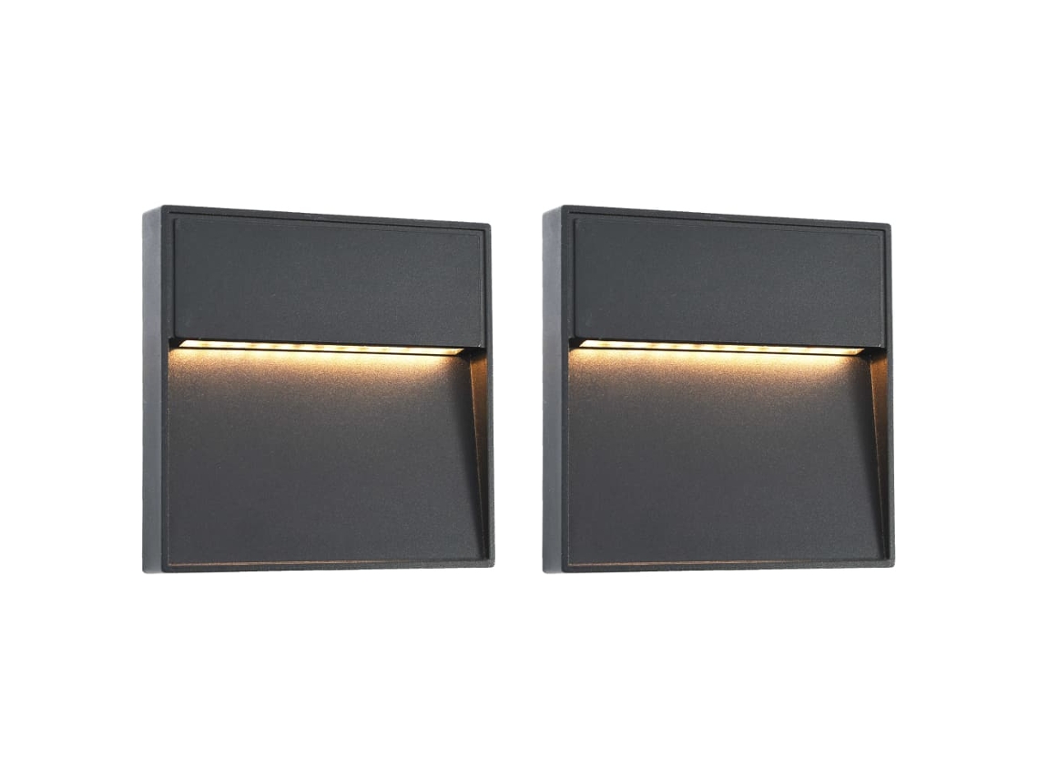 Conjunto 2 Iluminação de escadas VIDAXL Black Aluminium