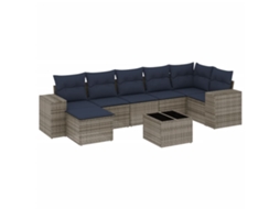 Conjunto de Sofá de Jardim, 8 Peças, Almofadas, Rattan Cinza MAISON EXCLUSIVE