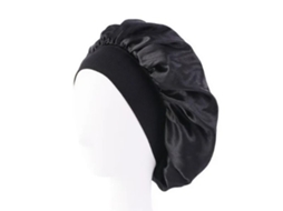 2026 gorro de Pelo Preto com Borda Larga e Elástico Alto Gorro de Dormir para Mulheres Feito de Seda