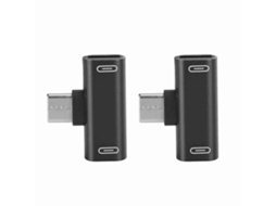 Mali conversor Splitter Type c 2 em 1 Adaptador de Áudio e Carregamento Usb Alumínio Preto 2pcs