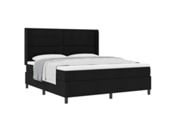Conjunto 1 Cama Box Vidaxl Preto Tecido (200 X 180 Cm)