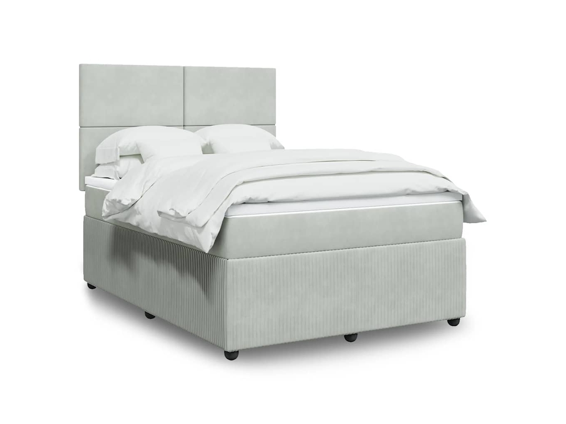 Vidaxl Cama Com Molas/colchão 160x200 Cm Veludo Cinzento-claro