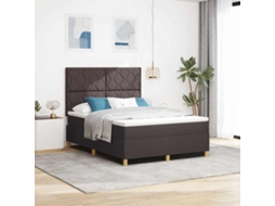 Vidaxl Cama Box Spring Led Marrom Escuro 160 X 200 Cm Tecido