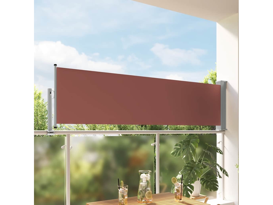 Vidaxl Toldo Lateral Retrátil Para Pátio 80x300 Cm Castanho