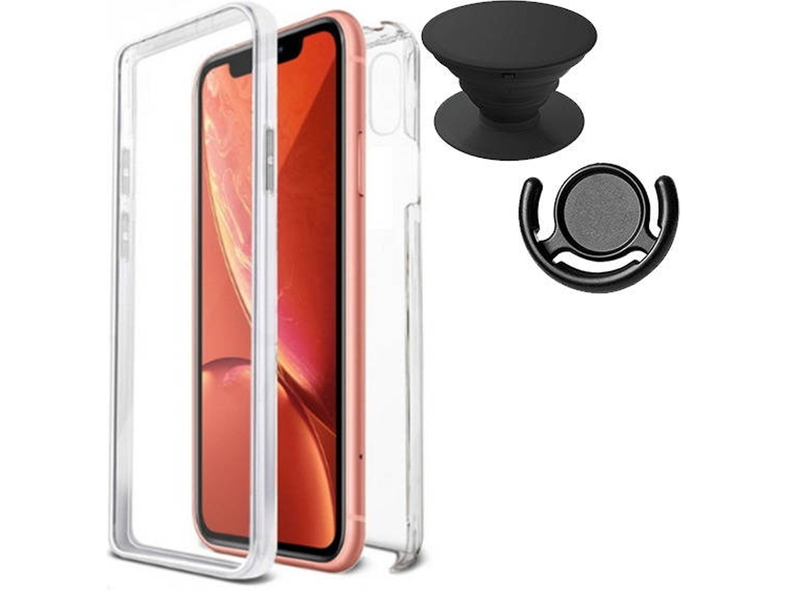 Kit Capa + Suporte + Popsocket iPhone 7, 8 3x1 360º Impact Protection Transparente