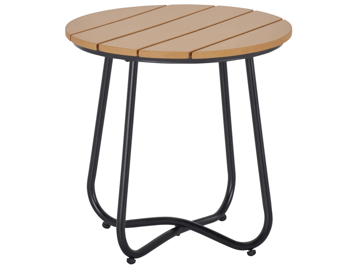 Mesa de Centro BTFORUS Redonda Pequena,estrutura em Aço,para Varanda,terraço,sala ø49x48cm Marrom